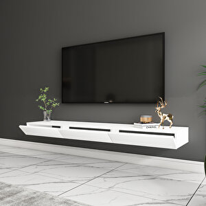 Avalon Duvara Monte Tv Sehpası – 140 Cm, Modern Minimal Tasarım, 4 Renk Seçeneği Ile Şık Ve Fonksiyonel Tv Ünitesi, Beyaz Beyaz