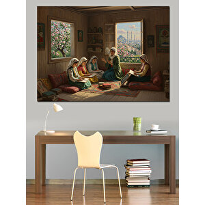 Pencereden İstanbul Manzaralı Kurs Dekoratif Kanvas - Mdf Ahşap Tablo 35x50 cm