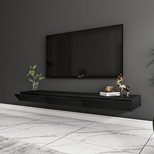 Avalon Duvara Monte Tv Sehpası – 140 Cm, Modern Minimal Tasarım, 4 Renk Seçeneği Ile Şık Ve Fonksiyonel Tv Ünitesi, Ahşap Siyah 9501 Siyah