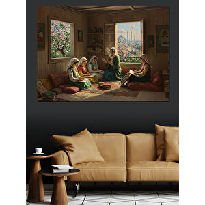 Pencereden İstanbul Manzaralı Kurs Dekoratif Kanvas - Mdf Ahşap Tablo 100x140 cm