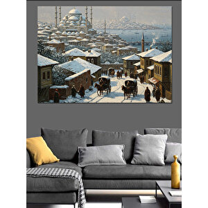 Karla Kaplı Eski İstanbul Dekoratif Kanvas - Mdf Ahşap Tablo