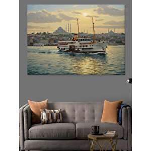 Vapurla İstanbul Boğaz Yolculuğu Dekoratif Kanvas - Mdf Ahşap Tablo 25x35 cm