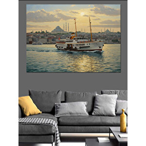 Vapurla İstanbul Boğaz Yolculuğu Dekoratif Kanvas - Mdf Ahşap Tablo