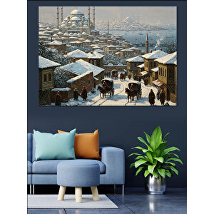 Karla Kaplı Eski İstanbul Dekoratif Kanvas - Mdf Ahşap Tablo 35x50 cm
