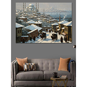 Karla Kaplı Eski İstanbul Dekoratif Kanvas - Mdf Ahşap Tablo 35x50 cm