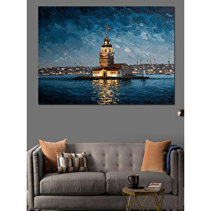 Kız Kulesi İstanbul Manzarası Dekoratif Kanvas - Mdf Ahşap Tablo 100x140 cm