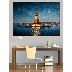 Kız Kulesi İstanbul Manzarası Dekoratif Kanvas - Mdf Ahşap Tablo 100x140 cm