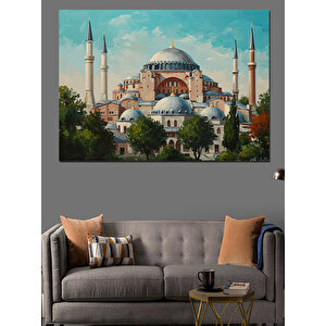 Ayasofya Ve İstanbul Manzarası Dekoratif Kanvas - Mdf Ahşap Tablo 70x100 cm