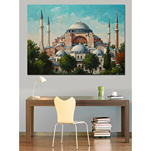 Ayasofya Ve İstanbul Manzarası Dekoratif Kanvas - Mdf Ahşap Tablo 70x100 cm