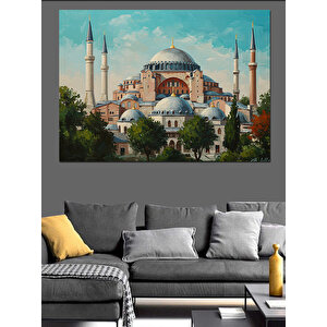 Ayasofya Ve İstanbul Manzarası Dekoratif Kanvas - Mdf Ahşap Tablo 70x100 cm