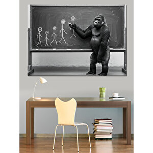 Evrim Dersinde Goril Figürü Dekoratif Kanvas - Mdf Ahşap Tablo 100x140 cm