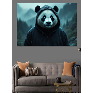 Kapüşonlu Panda Karanlıkta Dekoratif Kanvas - Mdf Ahşap Tablo 35x50 cm