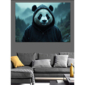 Kapüşonlu Panda Karanlıkta Dekoratif Kanvas - Mdf Ahşap Tablo