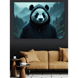 Kapüşonlu Panda Karanlıkta Dekoratif Kanvas - Mdf Ahşap Tablo