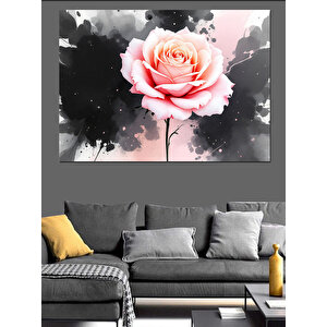 Sanatsal Pembe Gül Dekoratif Kanvas - Mdf Ahşap Tablo 50x70 cm