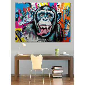 Renkli Çığlık Atan Maymun Dekoratif Kanvas - Mdf Ahşap Tablo 50x70 cm