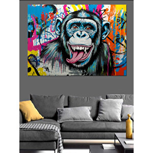 Renkli Çığlık Atan Maymun Dekoratif Kanvas - Mdf Ahşap Tablo 50x70 cm
