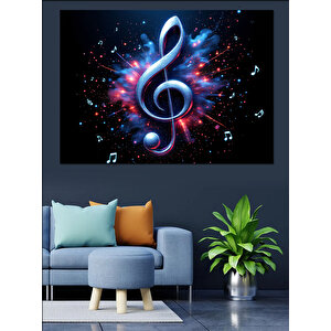 Kozmik Müzik Nota Sembolü Dekoratif Kanvas - Mdf Ahşap Tablo 100x140 cm