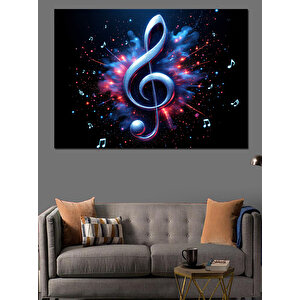 Kozmik Müzik Nota Sembolü Dekoratif Kanvas - Mdf Ahşap Tablo 100x140 cm