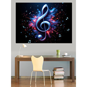Kozmik Müzik Nota Sembolü Dekoratif Kanvas - Mdf Ahşap Tablo 100x140 cm