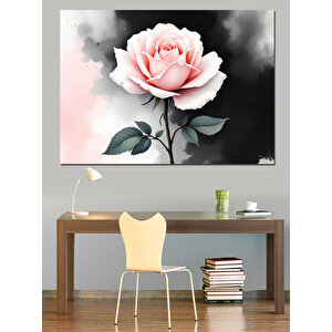 Pembe Gül Dekoratif Kanvas - Mdf Ahşap Tablo 35x50 cm