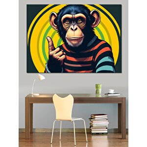 Parmak Çalışan Maymun Dekoratif Kanvas - Mdf Ahşap Tablo 70x100 cm