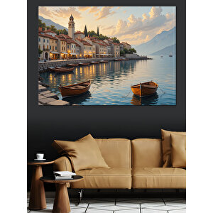 Sakin Kıyı Kasabası Dekoratif Kanvas - Mdf Ahşap Tablo