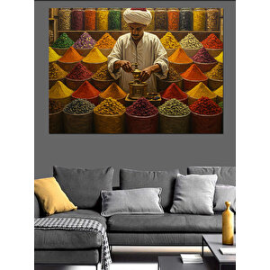 Baharatlarla Renkli Dükkân Dekoratif Kanvas - Mdf Ahşap Tablo 50x70 cm