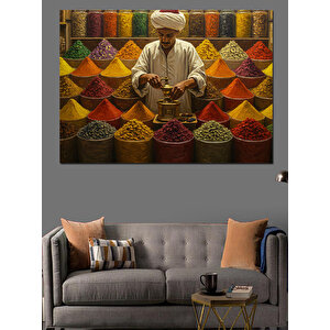 Baharatlarla Renkli Dükkân Dekoratif Kanvas - Mdf Ahşap Tablo