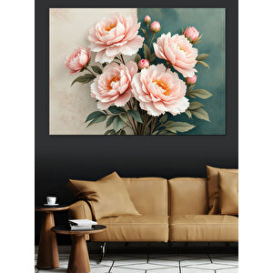 Pembe Güller Dekoratif Kanvas - Mdf Ahşap Tablo 25x35 cm