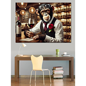 Şık Goril Barmen Dekoratif Kanvas - Mdf Ahşap Tablo 100x140 cm