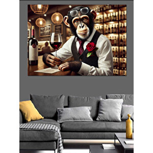 Şık Goril Barmen Dekoratif Kanvas - Mdf Ahşap Tablo 100x140 cm
