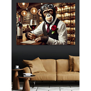 Şık Goril Barmen Dekoratif Kanvas - Mdf Ahşap Tablo 100x140 cm