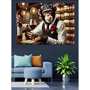 Şık Goril Barmen Dekoratif Kanvas - Mdf Ahşap Tablo