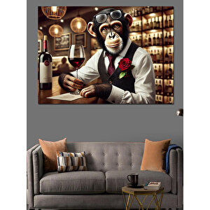 Şık Goril Barmen Dekoratif Kanvas - Mdf Ahşap Tablo