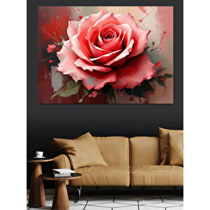 Solmuş Pembe Gül Dekoratif Kanvas - Mdf Ahşap Tablo 100x140 cm