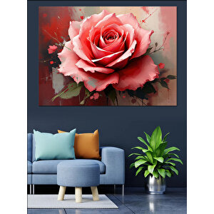 Solmuş Pembe Gül Dekoratif Kanvas - Mdf Ahşap Tablo 100x140 cm
