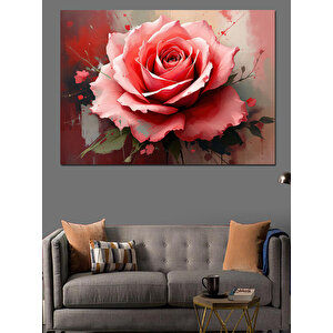 Solmuş Pembe Gül Dekoratif Kanvas - Mdf Ahşap Tablo 100x140 cm