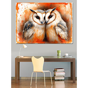 Bilge Baykuş Portresi Dekoratif Kanvas - Mdf Ahşap Tablo 50x70 cm