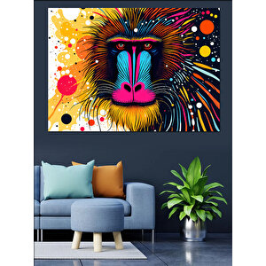 Renkli Maymun Sanatı Dekoratif Kanvas - Mdf Ahşap Tablo 70x100 cm