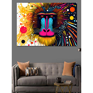 Renkli Maymun Sanatı Dekoratif Kanvas - Mdf Ahşap Tablo 70x100 cm
