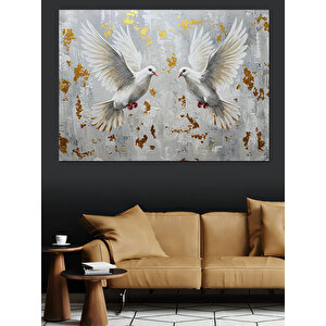 Uçan Beyaz Güvercinler Dekoratif Kanvas - Mdf Ahşap Tablo 50x70 cm