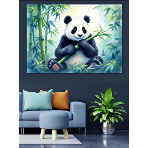Bambu Ormanında Sevimli Panda Dekoratif Kanvas - Mdf Ahşap Tablo