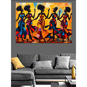 Ritmik Renkli Dansçılar Dekoratif Kanvas - Mdf Ahşap Tablo 100x140 cm