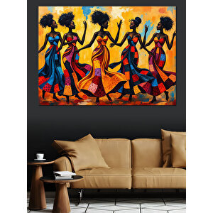 Ritmik Renkli Dansçılar Dekoratif Kanvas - Mdf Ahşap Tablo