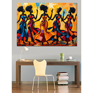 Ritmik Renkli Dansçılar Dekoratif Kanvas - Mdf Ahşap Tablo 35x50 cm