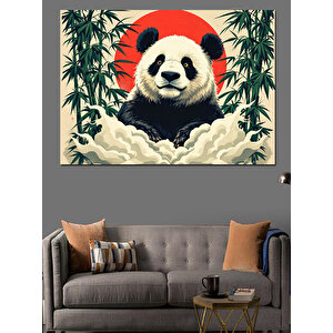 Bambu Arasında Sevimli Panda Dekoratif Kanvas - Mdf Ahşap Tablo 70x100 cm