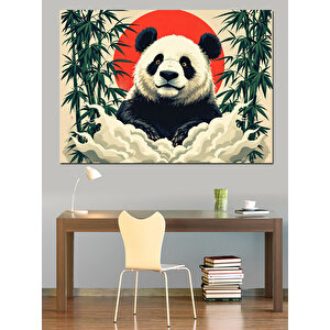 Bambu Arasında Sevimli Panda Dekoratif Kanvas - Mdf Ahşap Tablo 70x100 cm