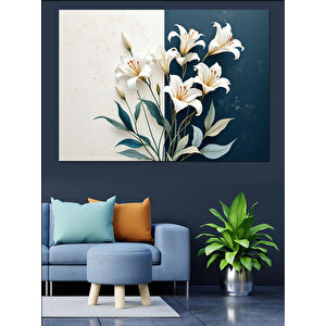 Beyaz Zambak Buketi Dekoratif Kanvas - Mdf Ahşap Tablo