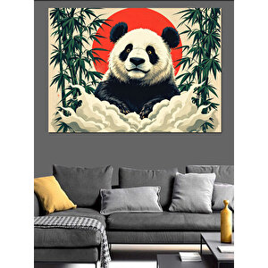 Bambu Arasında Sevimli Panda Dekoratif Kanvas - Mdf Ahşap Tablo
